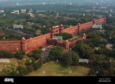 Red Fort Wall In New Delhi India Aerial Drone View Stock Photo Alamy