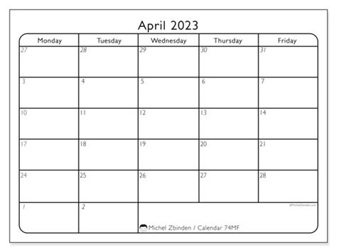 April 2023 Printable Calendars Michel Zbinden Au