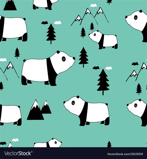 Cute Panda Seamless Pattern Print Design Vector Image