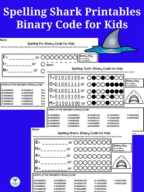 Binary Code For Kids Spelling Shark Printables Jdaniel4s Mom