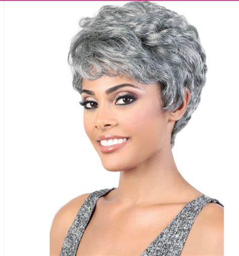 Human Hair Wig Short Pixie Cut Human Hair Wig Color Gray Etsy