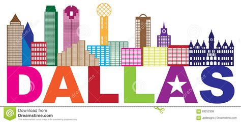 Dallas Skyline Silhouette Cartoon Vector 77090613