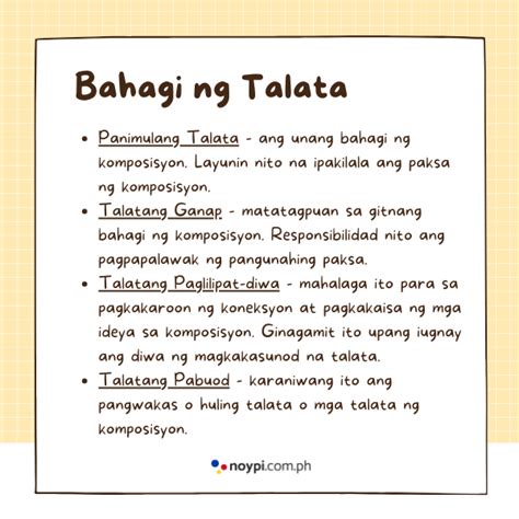 TALATA Ano Ang Talata Paano Gumawa At Mga Halimbawa Noypi Com Ph