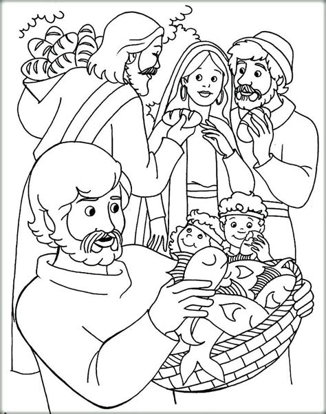 jesus feeds 5000 coloring page feeds printing sheets bible story