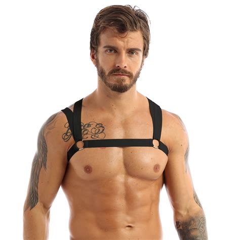 Sexy Men Harness Belt Nylon Body Chest Muscle Harness Gay Elastic Bondage Double Shoulder Strap