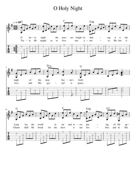 O Holy Night For Fingerstyle Guitar Tab And Notation And Lyrics Free