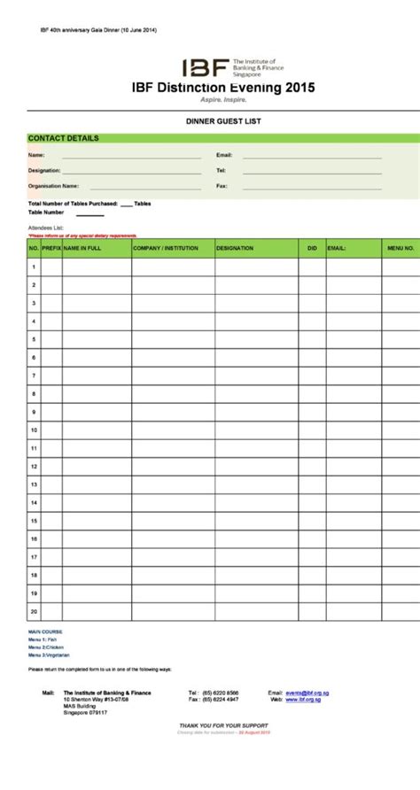 Excel Guest List Template