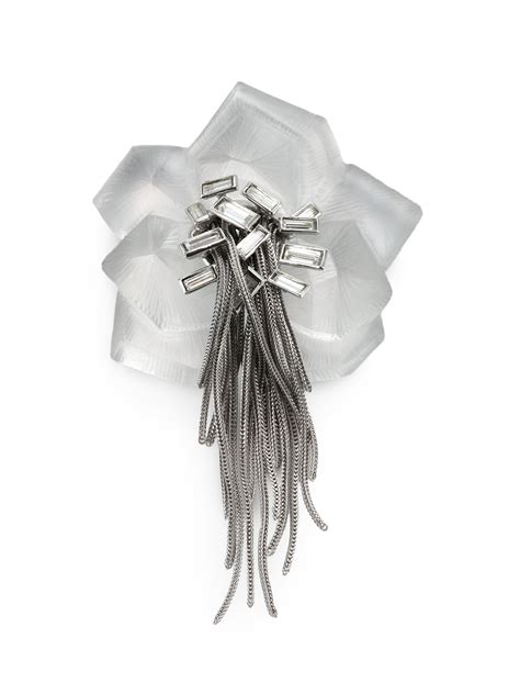 Lyst Alexis Bittar Lucite Crystal Large Camelia Flower Pin In Metallic