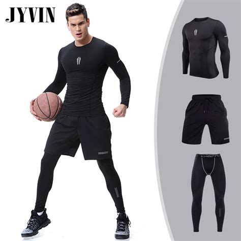 compression men s sport suits quick dry running sets clothes men sports joggers training