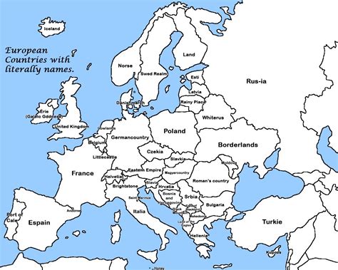 European Countries With Literally Names Rimaginarymaps