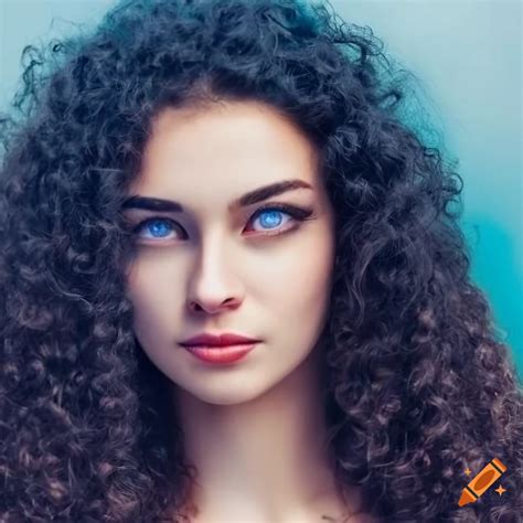 Portrait Of A Romanian Young Woman With Long Curly Black Hair And Big