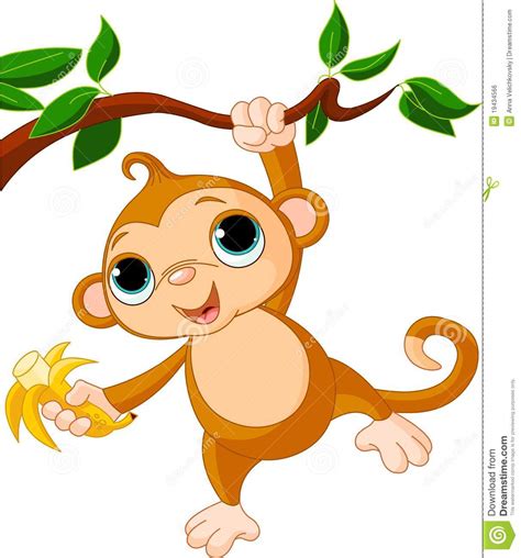 Baby Monkey On A Tree Stock Vector Illustration Of Leaf 19434566