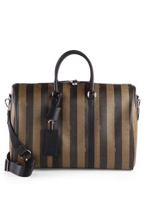 Fendi Striped Weekender Bag In Brown For Men Lyst