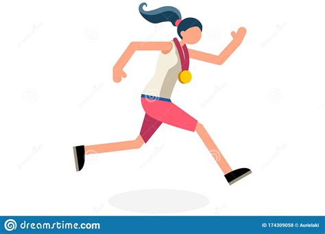 Female Olympic Athlete Running Marathon Stock Vector Illustration Of