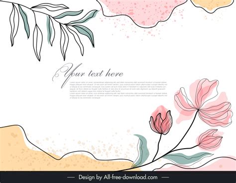 Painted Background Elegant Classic Handdrawn Flowers Vectors Images