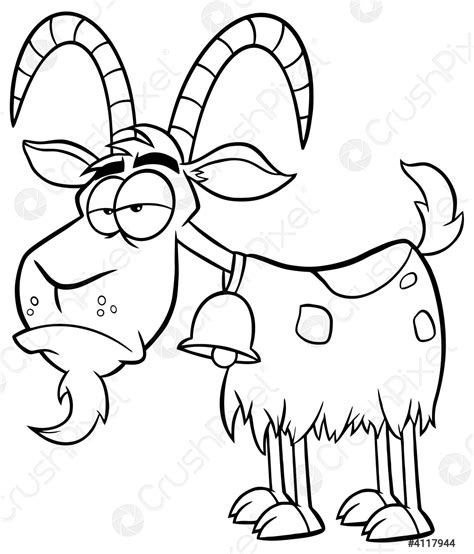 Black And White Grumpy Goat Cartoon Mascot Character Stock Vector 4117944 Crushpixel