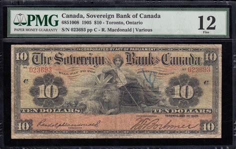 Such reserves, however, circulate on bank accounts with the central bank only, not on customer current accounts. Sovereign Bank of Canada $10, 1905