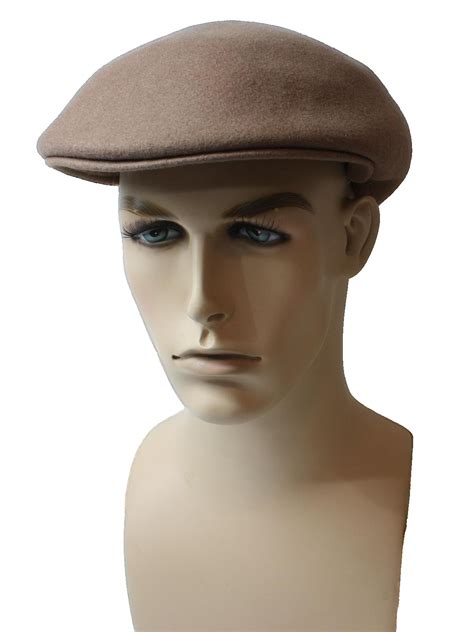 70s Retro Hat 70s Pendleton Mens Camel Colored Wool Cap Hat With