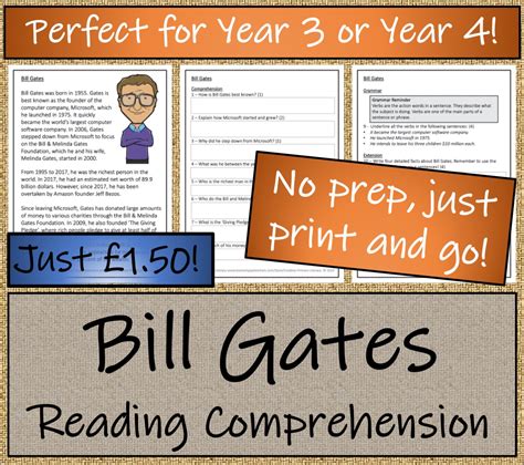 Lks2 Bill Gates Reading Comprehension Activity Teaching Resources