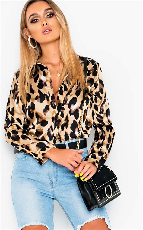 Georgina Leopard Print Satin Shirt In Leopard Ikrush