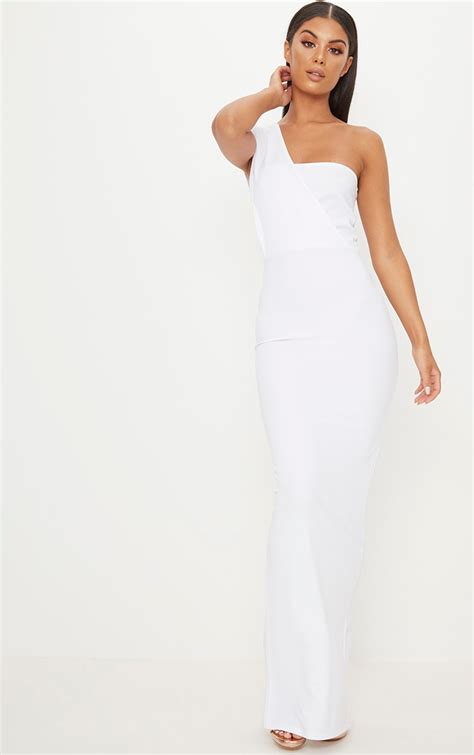 White One Shoulder Maxi Dress Dresses Prettylittlething Usa