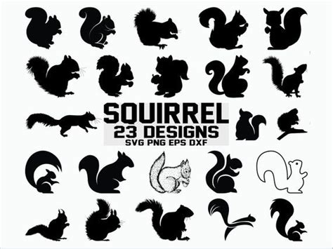 Squirrel Svg Squirrel Silhouette Squirrel Vector Clipart Printable