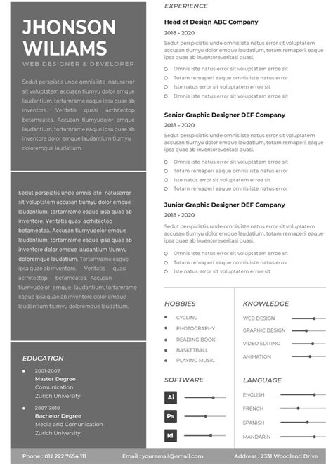 Creative Resume Template Template For Adobe Acrobat Etsy