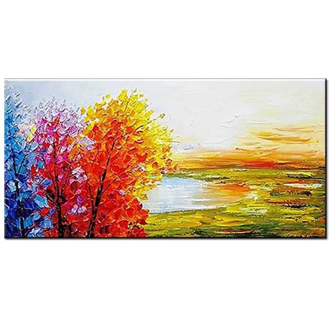 Hand Painted Color Tree Abstract Landscape Canvas Oil