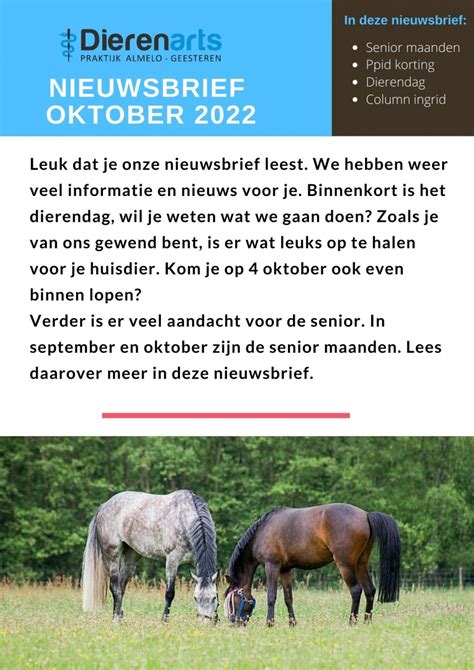 Nieuwsbrief Oktober 2022 Dierenartspraktijk Geesteren