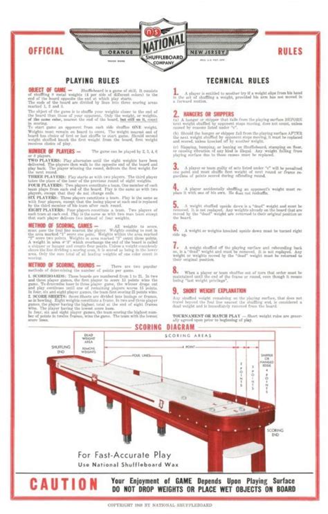 Restored National Shuffleboard Table Rules Posters Set Of Two Ebay