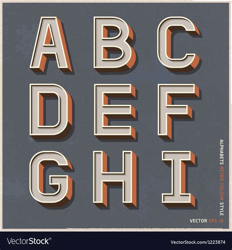 Alphabet Retro Color Royalty Free Vector Image