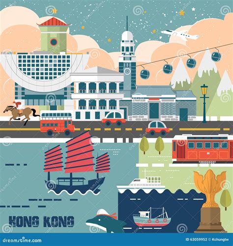 Hong Kong Travel Concept Stock Illustration Illustration Of Famous