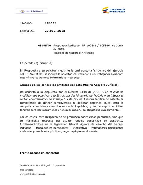 Modelo Carta De Traslado De Puesto De Trabajo Kulturaupice