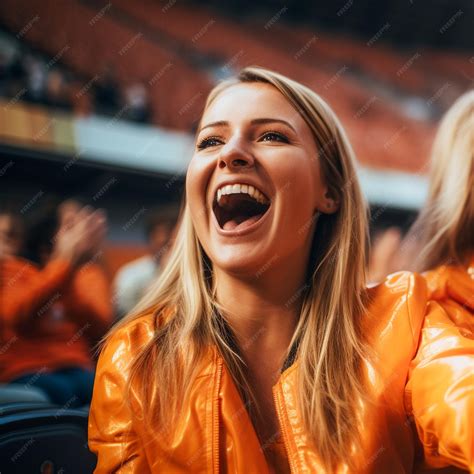 premium ai image dutch female football soccer fans in a world cup stadium supporting the