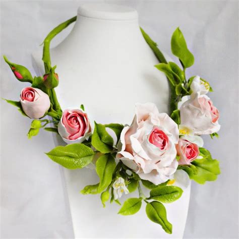 Flower Rose Necklace Handmade Custom Jewelry Oriflowers