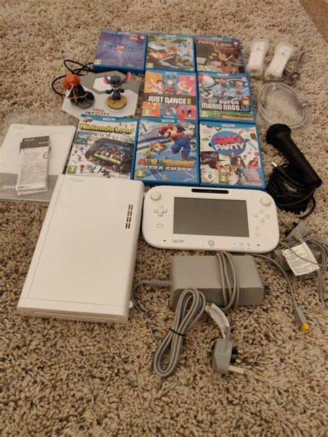 Nintendo Wii U White 8gb Handheld Console System And 8 Games Bundle In