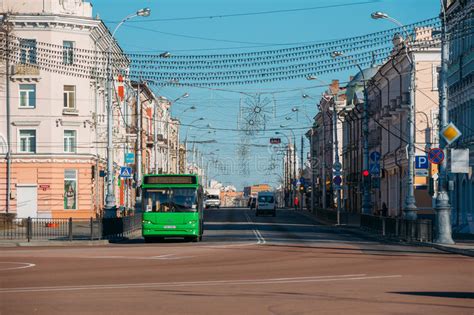Morning Traffic On Sovetskaya Street In Gomel Belarus Editorial Stock