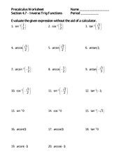 Each worksheet has 15 problems identifying the adjacent, opposite and hypotenuse of a right triangle. 212671633-Precalculus-WS - Precalculus Worksheet Section 4 ...