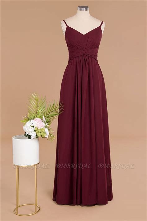 burgundy spaghetti straps long bridesmaid dresses bmbridal blush bridesmaid dresses long