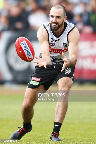 Steele Sidebottom Of The Magpies Marks The Ball During A Collingwood