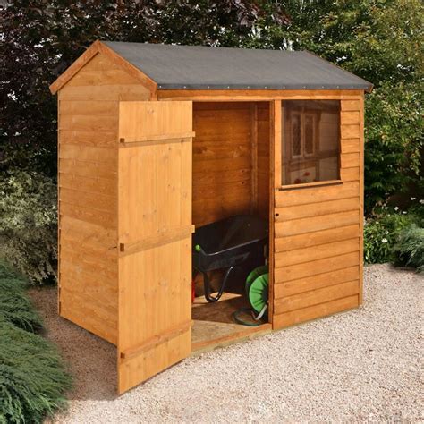 6x4 Larchlap Reverse Apex Overlap Wooden Shed Base Included