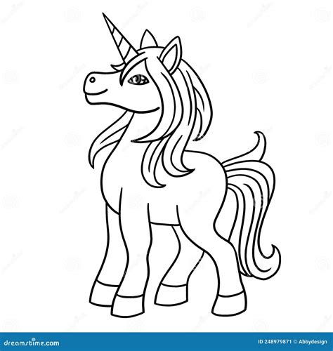 Standing Unicorn Isolated Coloring Page For Kids Stock Vector