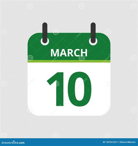 Calendar 10th Of March Stock Vector Illustration Of Annual 134761321