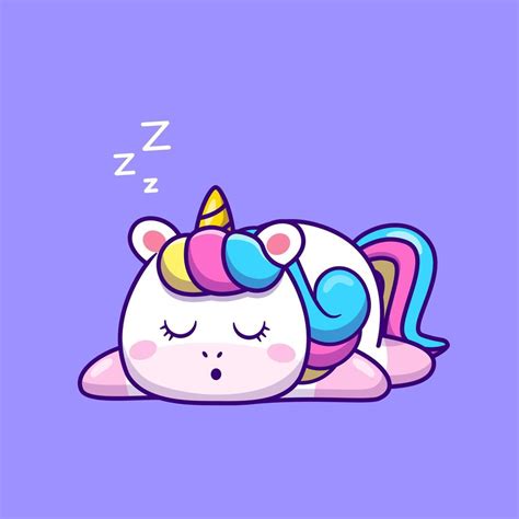 Cute Unicorn Sleeping Cartoon Vector Icon Illustration Animal Nature