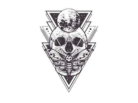 Skull Moth Moon Tattoocut Vinyldigital Etsy