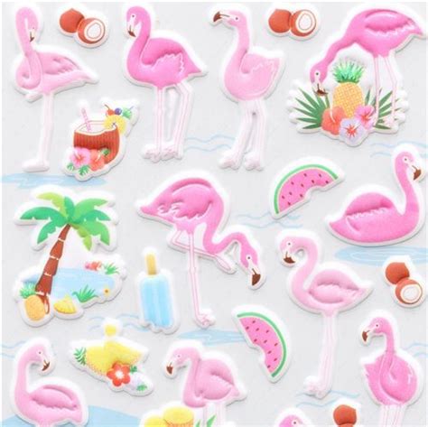 Puffy Fruit And Flamingo Stickers Modes4u Kawaii Shop