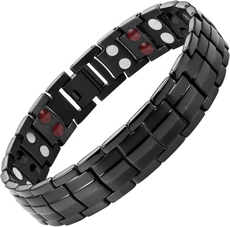Willis Judd Mens All Black Titanium Double Row Magnetic Bracelet In