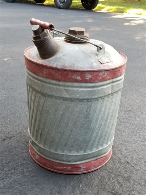 Vintage Galvanized Metal Gasoline Can Whandle 5 Gallon Gas Etsy