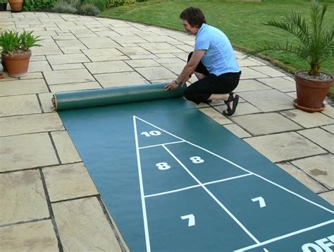 Shuffleboard Mini Roll Out Court Set Komplettes Spiel Outdoor Sport