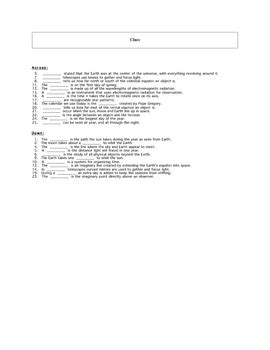 Free printable cat in the hat word search for dr. Intro to Astronomy Crossword Puzzle with answer key by ...